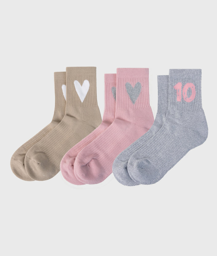 10days 3-pack socks bright raspberry