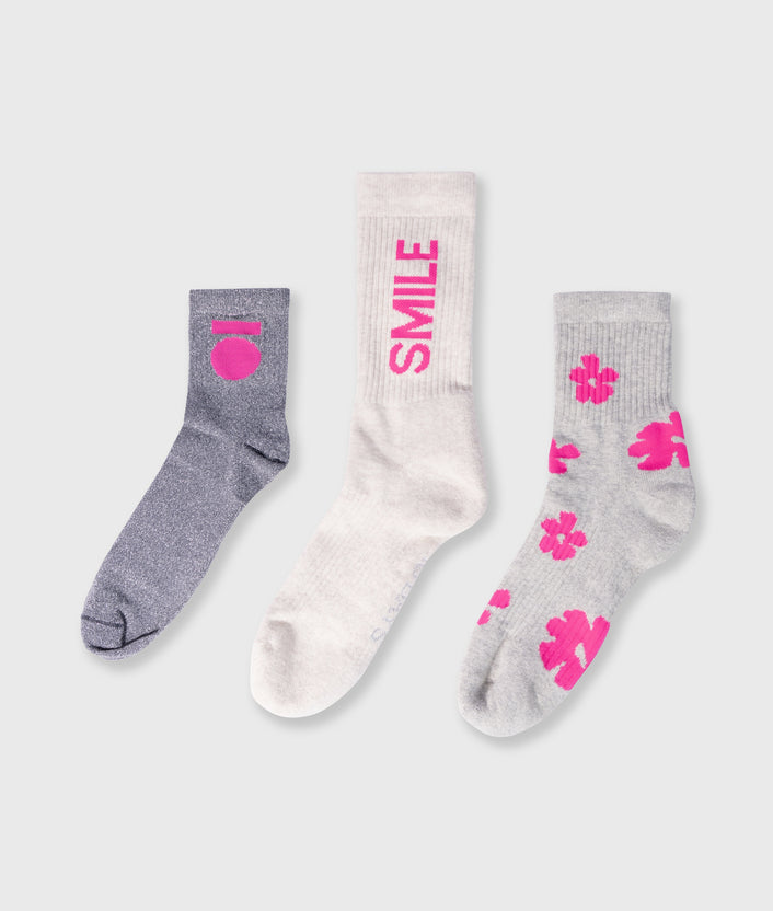 10days 3-pack socks neon pink