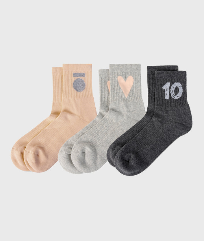10days 3-pack socks peach