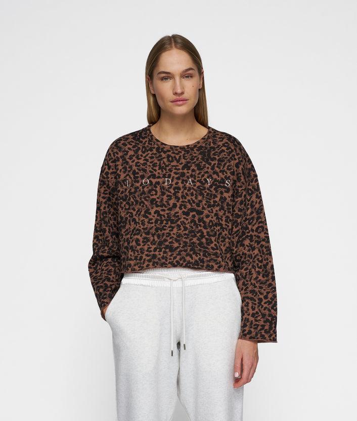 10days cropped sweater leopard dark fudge