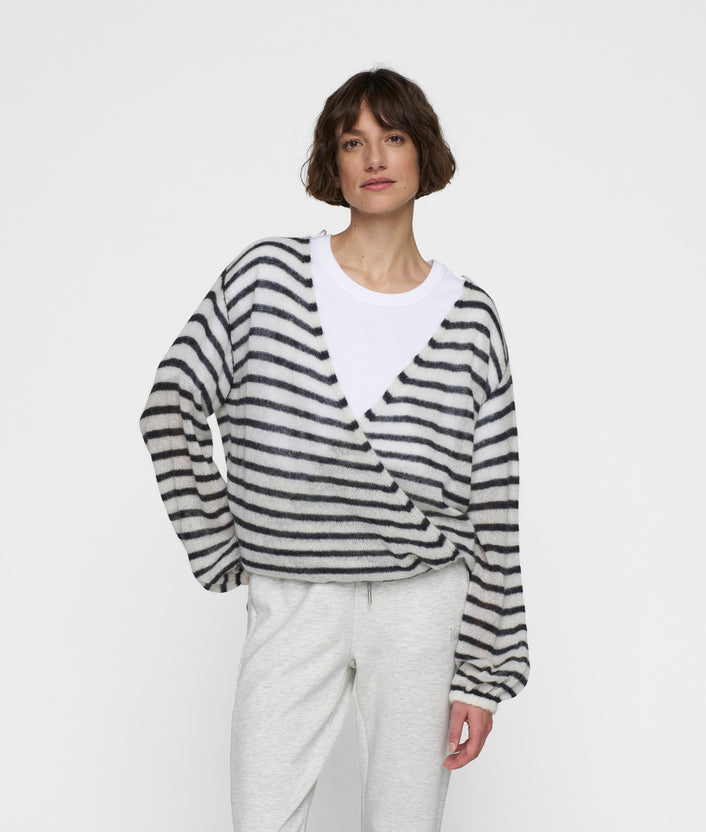 10days dance knit sweater stripes ecru/black