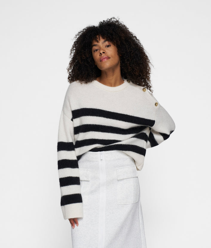 10days knit sweater stripes ecru