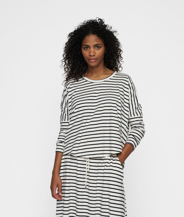 10days long sleeve tee stripes ecru/black