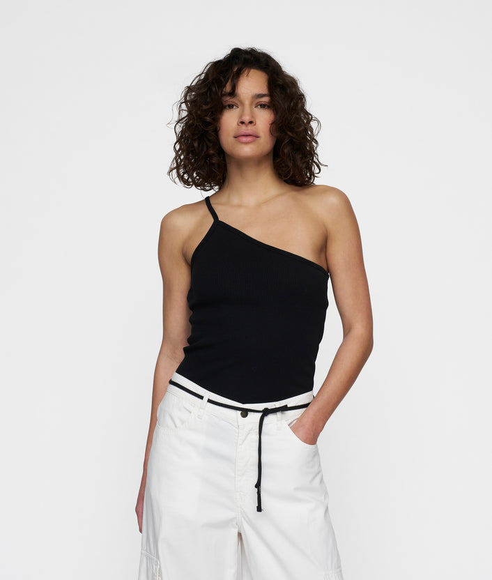 10days one shoulder ballet top black