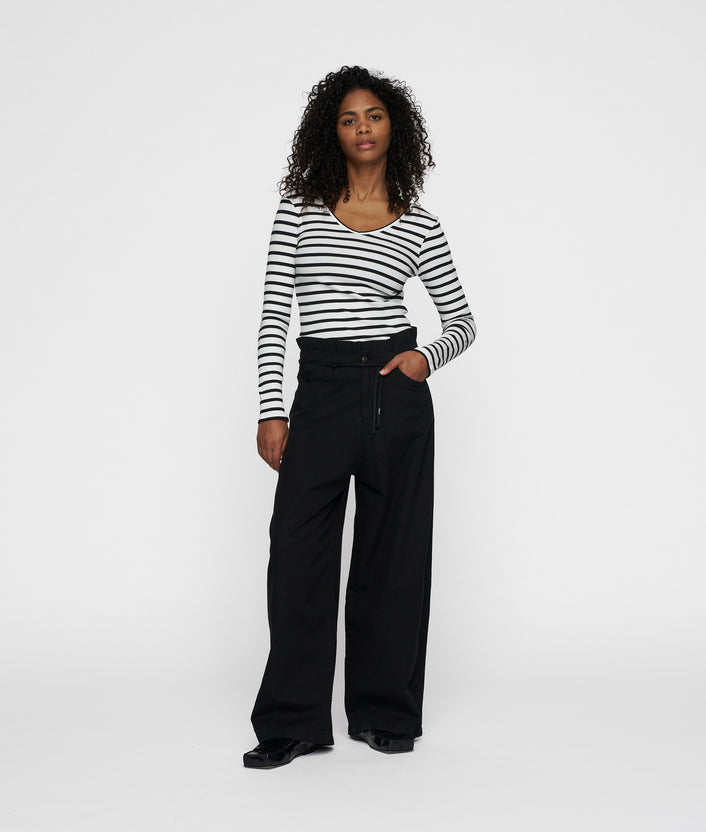 10days paperbag wide leg pants black