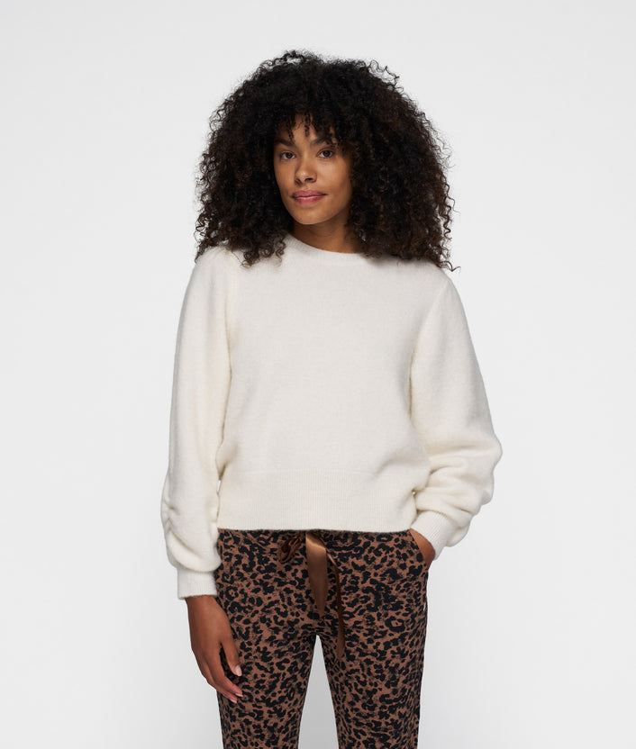 10days puffed sleeves knit sweater ecru