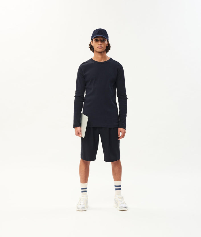 10days Reese wool woven shorts dark blue
