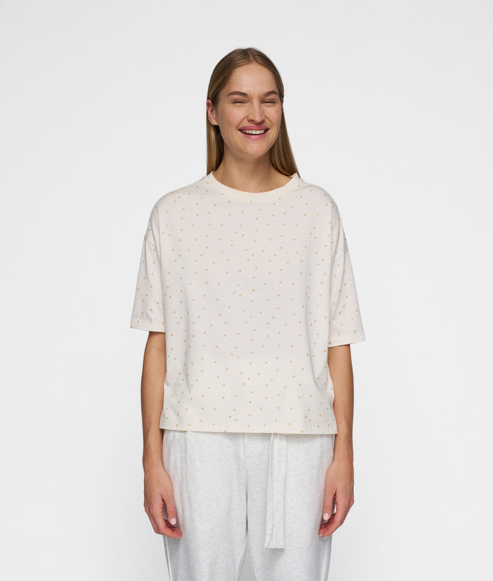 10days short sleeve tee dots ecru