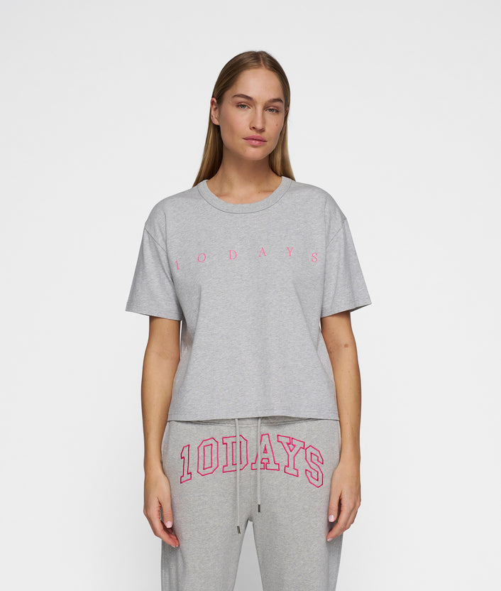 10days short sleeve tee logo light grey melee