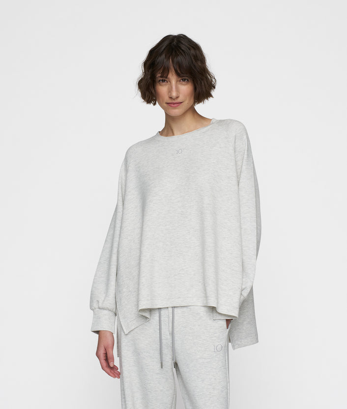 10days soft scuba blouse sweater white grey melee