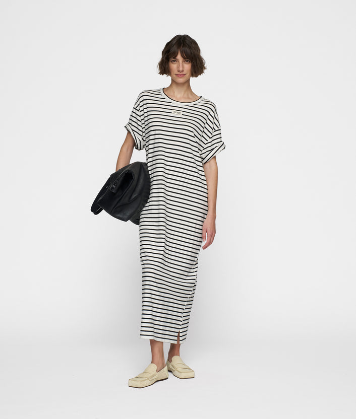 10days t-shirt dress stripes ecru/black