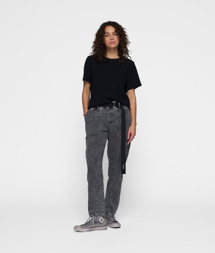 10days THE BELTED PANTS WASHED black