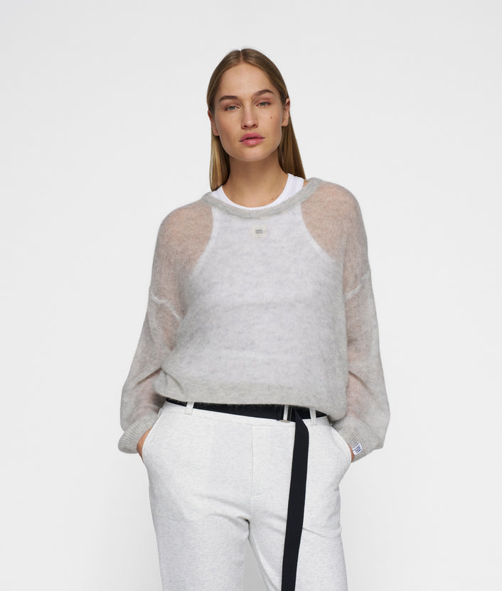 10days thin knit sweater light grey melee