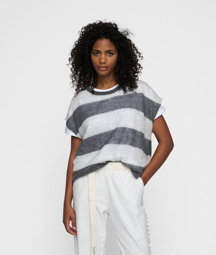 10days thin knit tee antra melee/white grey melee