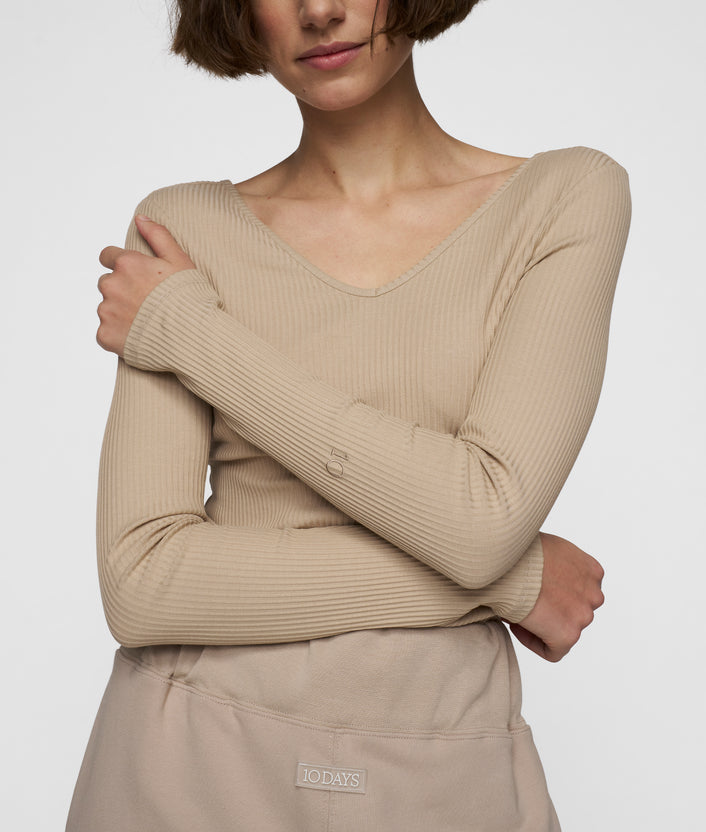 10days v-neck long sleeve ballet top rope