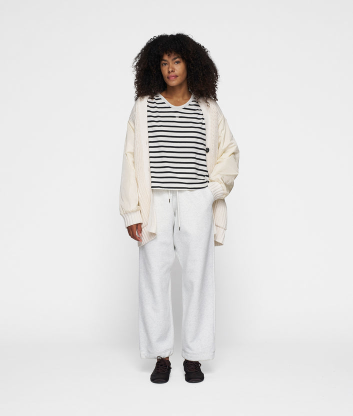 10days v-neck tee stripes ecru/black