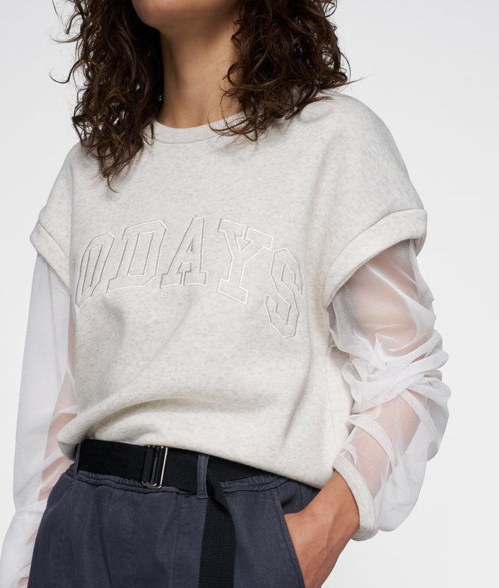 10days cropped statement sweater tulle soft white melee