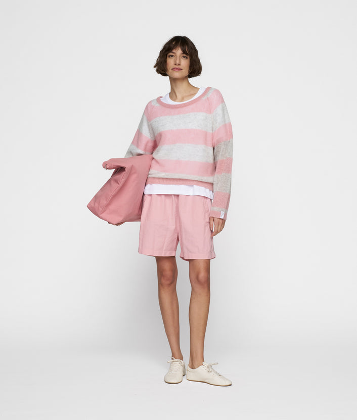 10days thin knit sweater dark raspberry/white grey melee