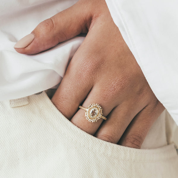 24kae 14K Massief Goud Met Witte Topaas Steen - 114006G