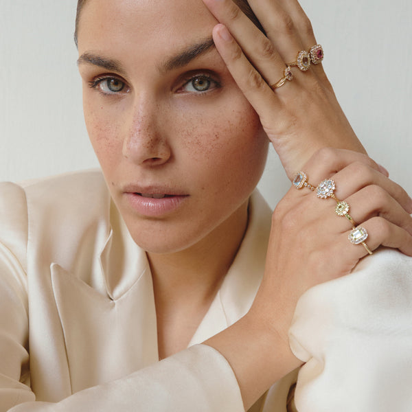 24kae 14K Massief Gouden Ring Met Blauwe Topaas Steen - 114003G