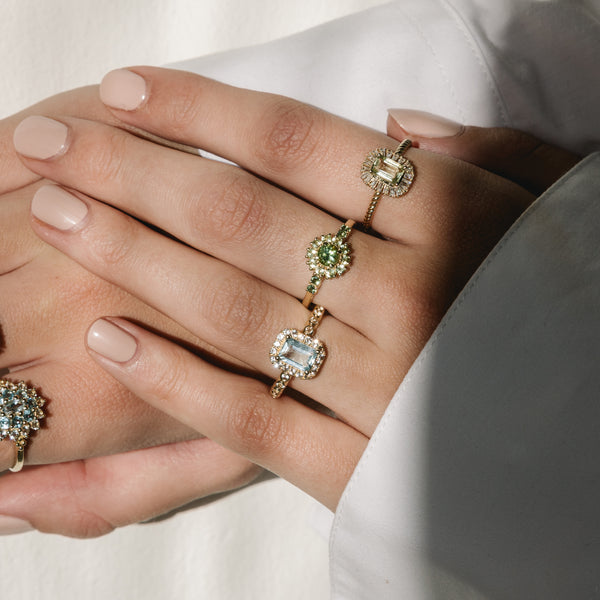 24kae 14K Massief Gouden Ring Met Blauwe Topaas Steen - 114003G