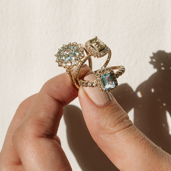 24kae 14K Massief Gouden Ring Met Blauwe Topaas Steen - 114005G