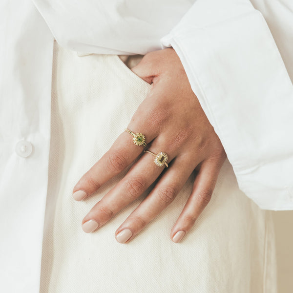 24kae 14K Massief Gouden Ring Met Groene Amethist Steen - 114007G