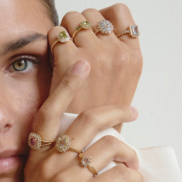 24kae 14K Massief Gouden Ring Met Groene Amethist Steen - 114007G