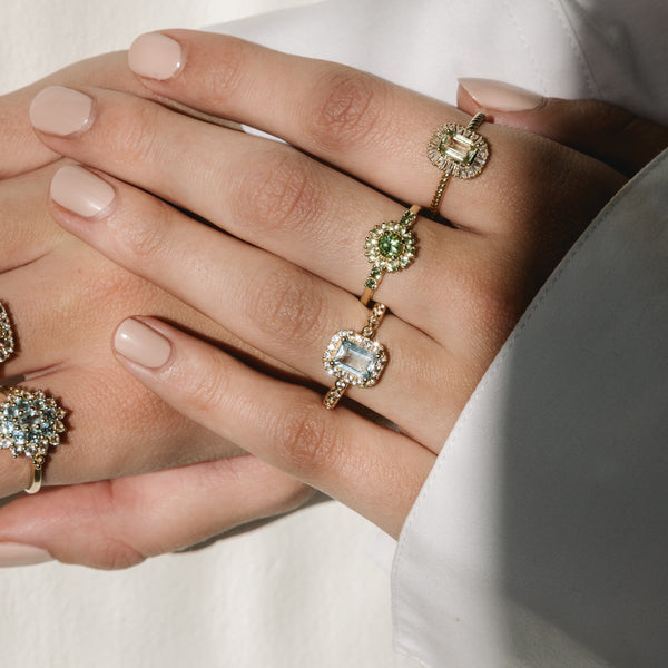 24kae 14K Massief Gouden Ring Met Groene Amethist Steen - 114007G