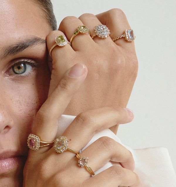 24kae 14K Massief Gouden Ring Met Groene Peridot Steen - 114002G