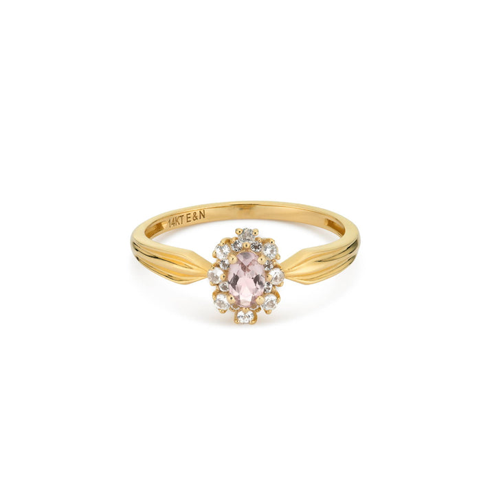 24kae 14K massief gouden ring met roze toermalijn steen - 114004G