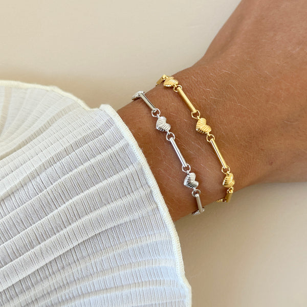 24kae Braelet Met Schelpvormige Harten - 22463S