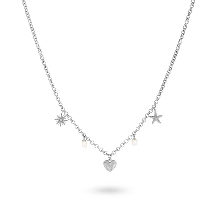 24kae Halsketting met hangers en parels - 32474S