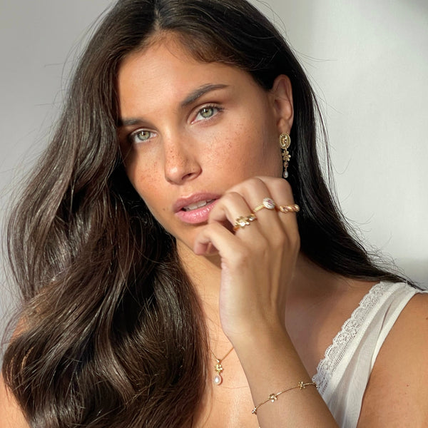 24kae Ketting Met Bloem En Zoetwaterparel - 32488Y