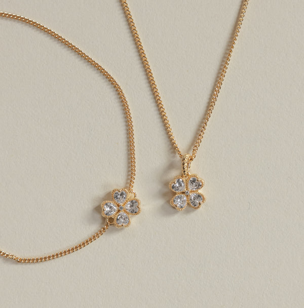 24kae Ketting Met Klaver Hanger - 32489S