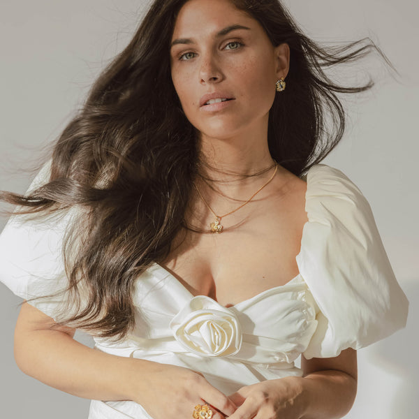 24kae Ketting Met Statement Bloem - 32485Y