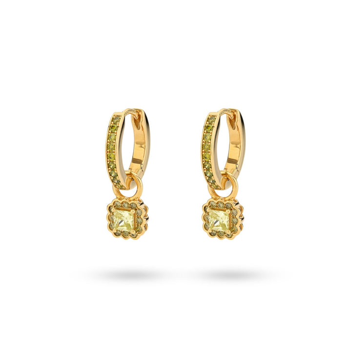 24kae Oorbel met gekleurde steen en hanger - 42467Y