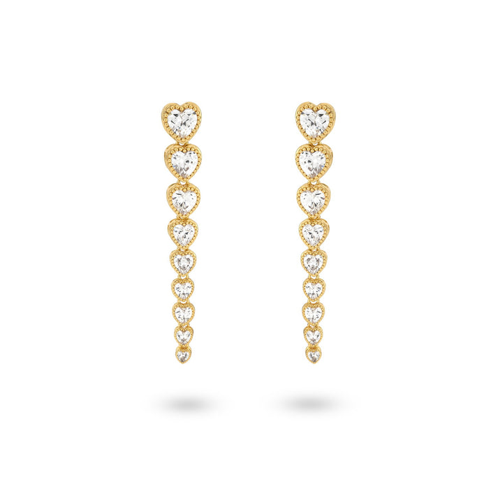 24kae Oorbel met hartvormige steentjes - 424116Y