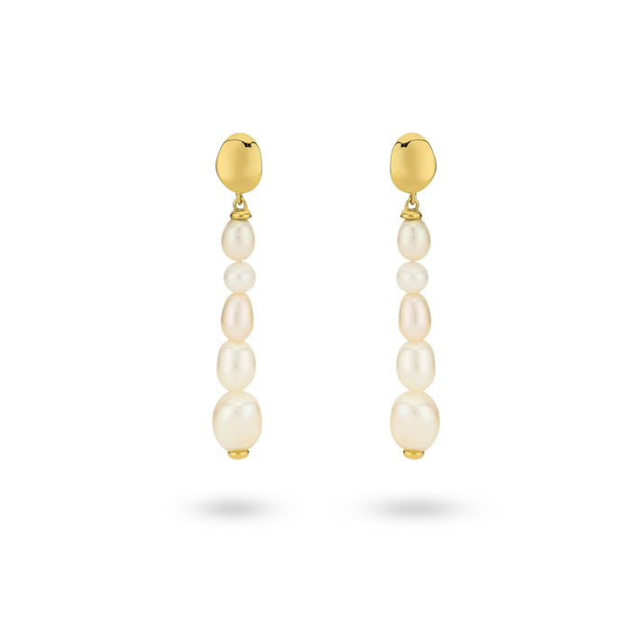 24kae Oorbel met ongelijke zoetwaterparels - 424104Y