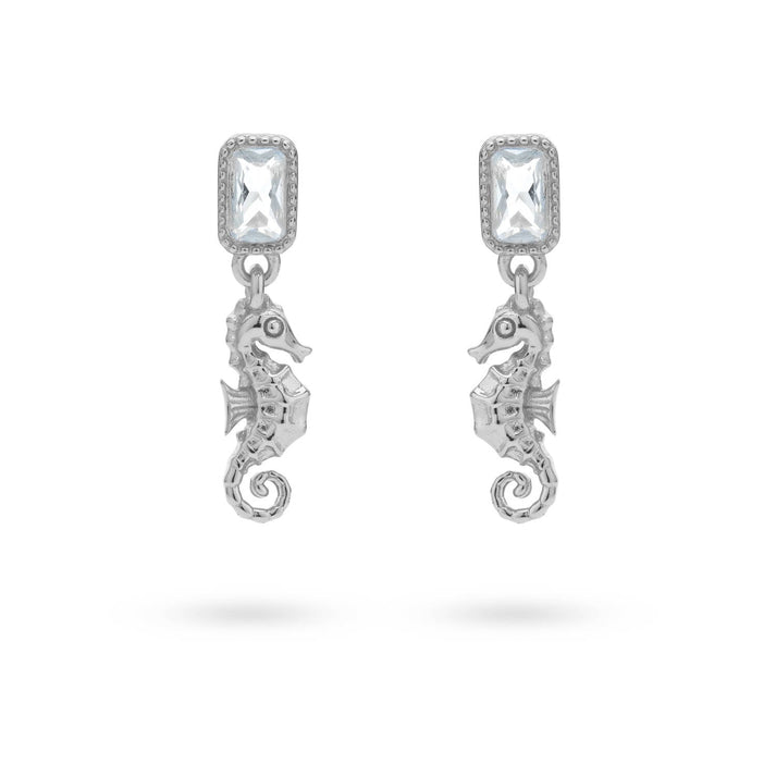 24kae Oorbel met steen en zeepaardje - 424118S