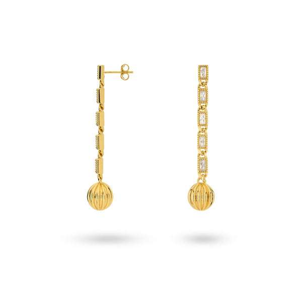 24kae Oorbel Met Witte Steentjes En Bol - 424114Y