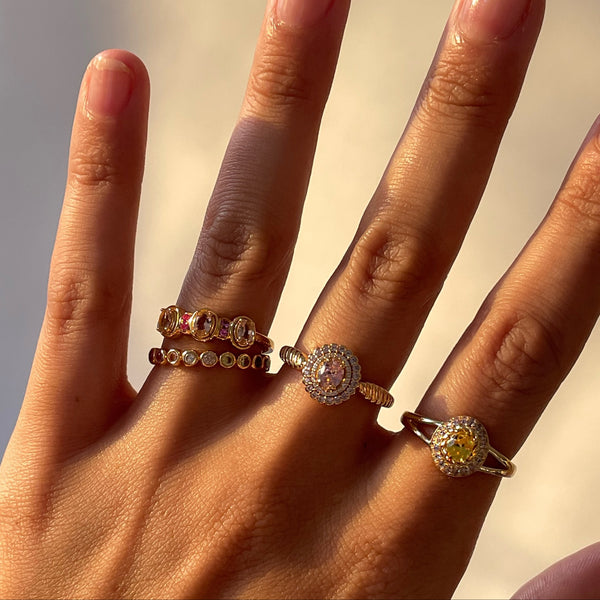 24kae Ring Met Roze Stenen - 124144Y