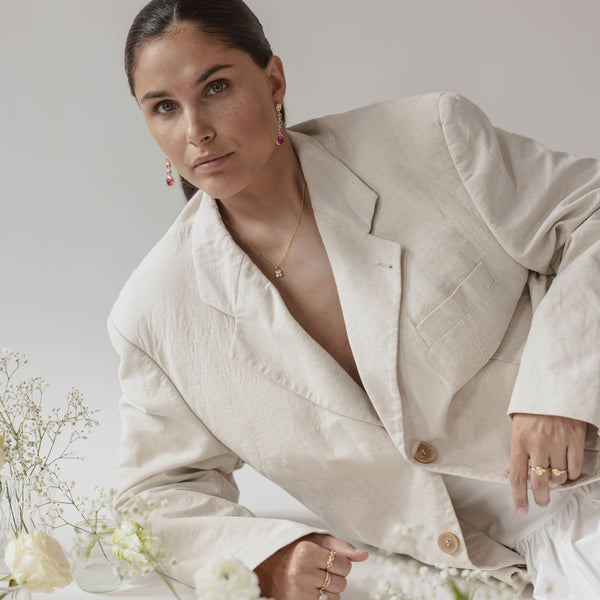 24kae Statement Oorbel Met Roze Steentjes - 424129Y