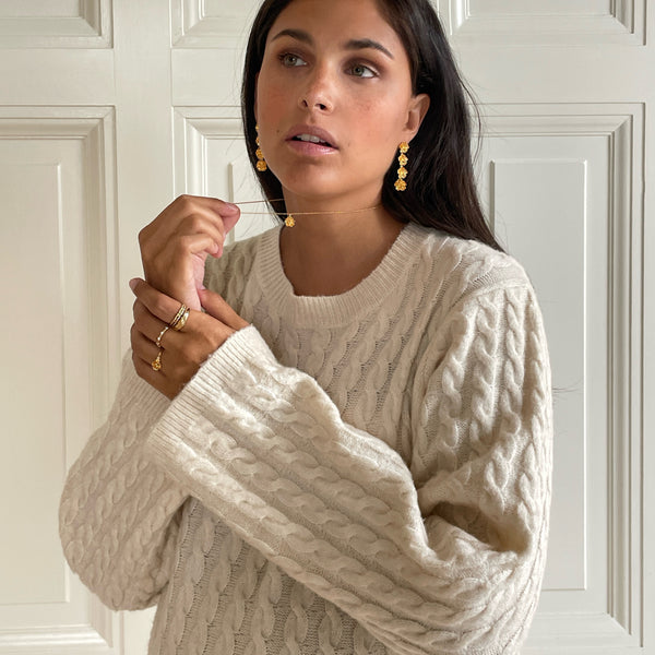 24kae Statement Oorbel Met Rozen - 424108Y