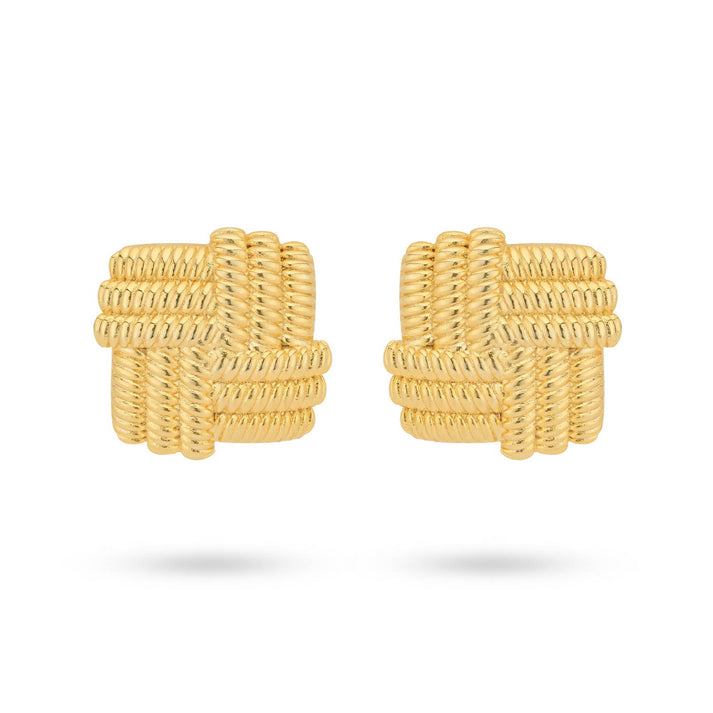 24kae Bold earring square shape with structure - 434007B
