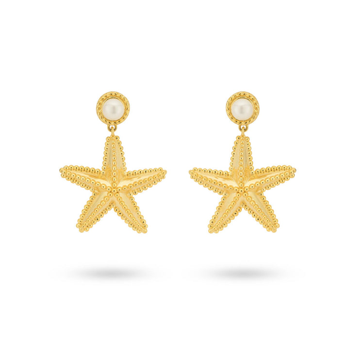24kae Bold earring starfish with sweetwater pearl - 434008B