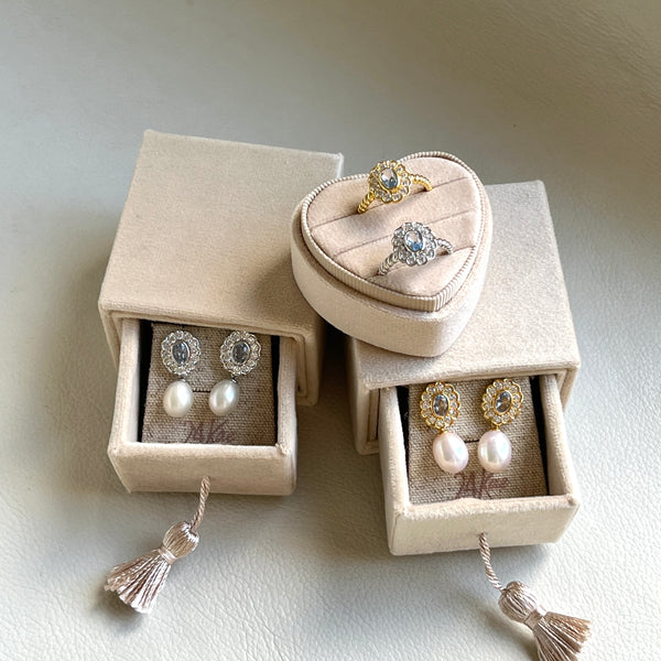 24kae Oorbel Met Gekleurde Stenen En Zoetwaterparel - 424109S