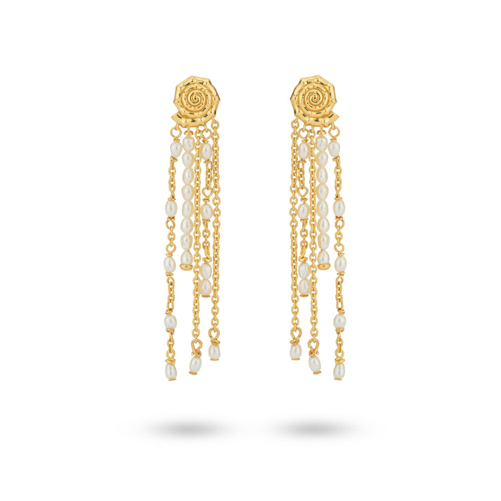 24kae Statement earring shell shaped with sweetwater pearls - 424122Y