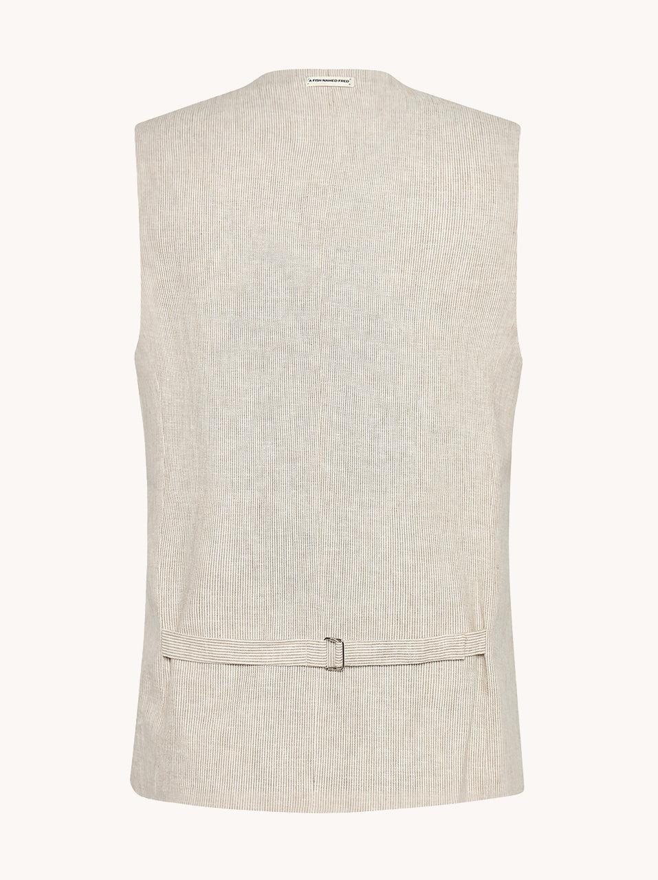 A Fish Named Fred Waistcoat Linen Stripe