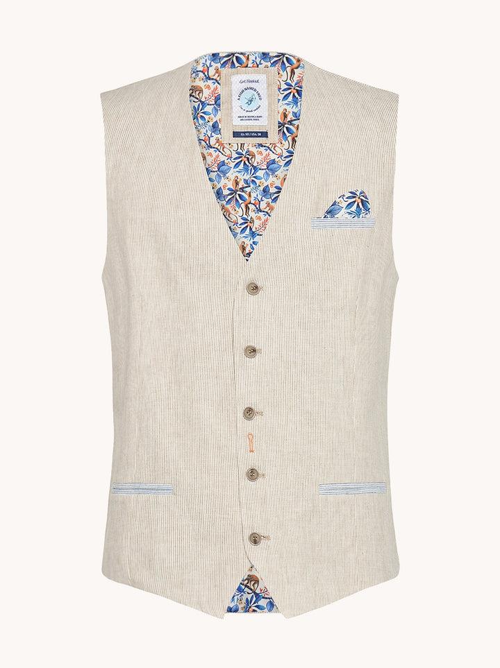 a fish named fred Waistcoat linen stripe